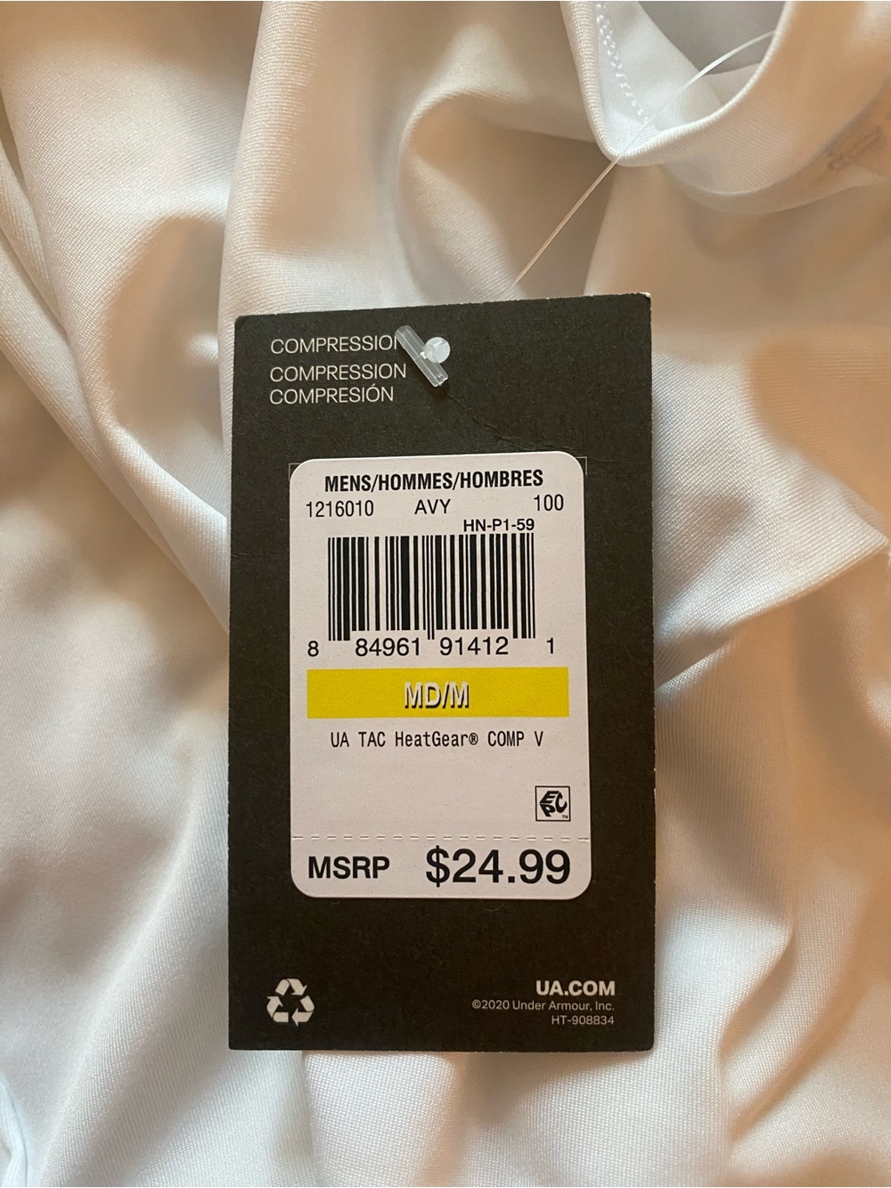 Under Armour White Men’s V-Neck Performance Tee Heat Gear - Picture 5 of 5